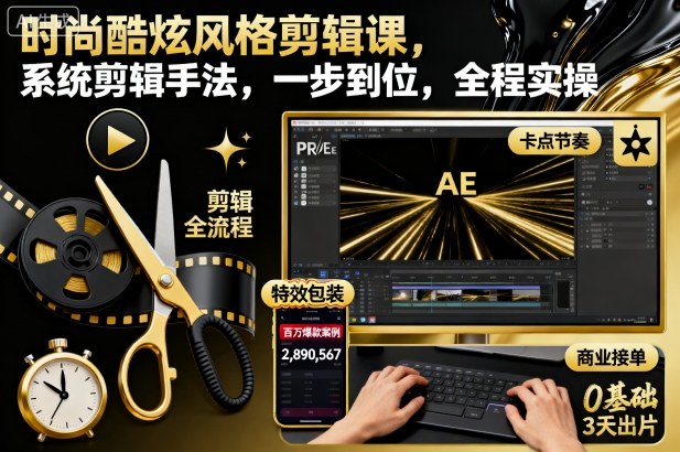 时尚酷炫风格剪辑课,系统剪辑手法,一步到位,全程实操-学长网络