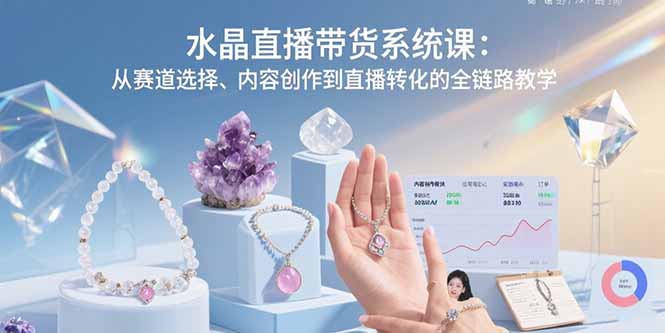 水晶直播带货系统课:从赛道选择、内容创作到直播转化的全链路教学-学长网络