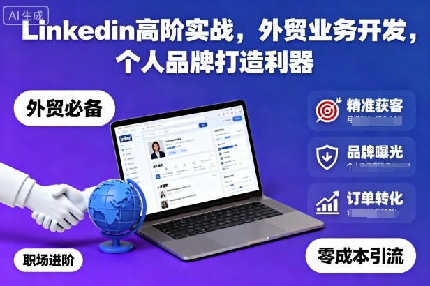 Linkedin高阶实战，外贸业务开发，个人品牌打造利器-学长网络