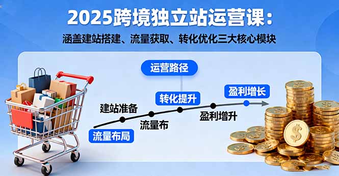 2025跨境独立站运营课：涵盖建站搭建、流量获取、转化优化三大核心模块-学长网络