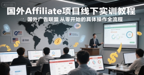 国外Affiliate项目线下实训教程，国外广告联盟从零开始的具体操作全流程-学长网络