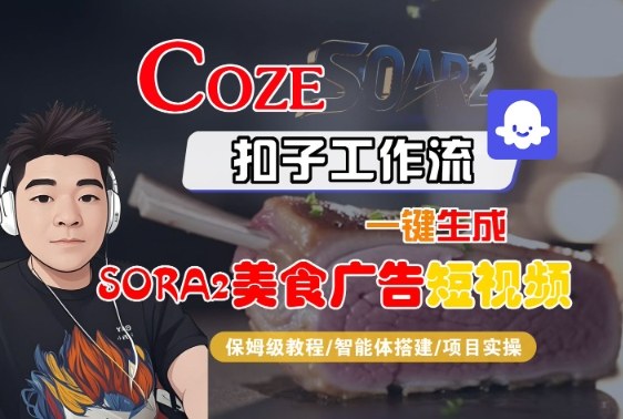 Coze扣子智能体工作流一键生成“SORA2美食广告“短视频，全流程保姆级教学-学长网络