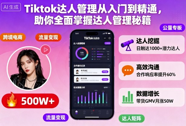Tiktok达人管理从入门到精通，助你全面掌握达人管理秘籍-学长网络