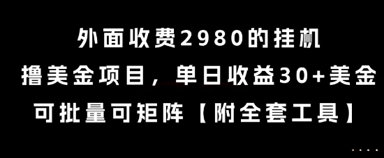 外面收费2980的挂G撸美金项目，单日收益30+美金，可批量可矩阵【揭秘】-学长网络