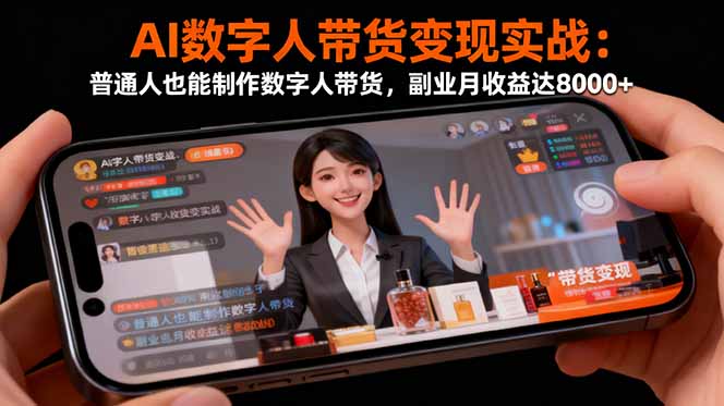 AI数字人带货变现实战：普通人也能制作数字人带货，副业月收益达8000+-学长网络