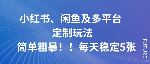 小红书、闲鱼及多平台定制玩法简单粗暴！每天稳定5张-学长网络