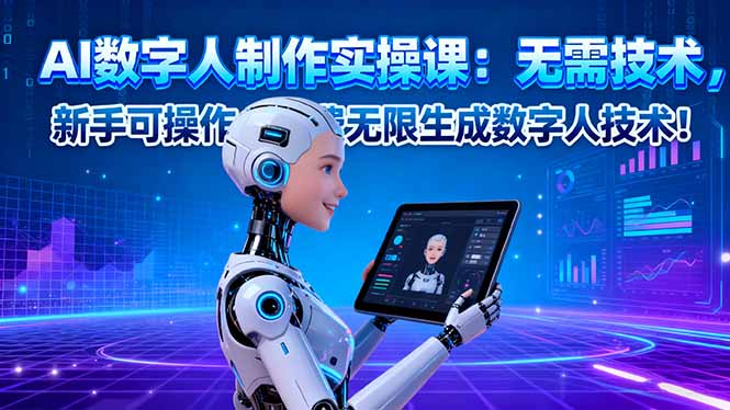 AI数字人制作实操课：无需技术，新手可操作，免费无限生成数字人技术！-学长网络