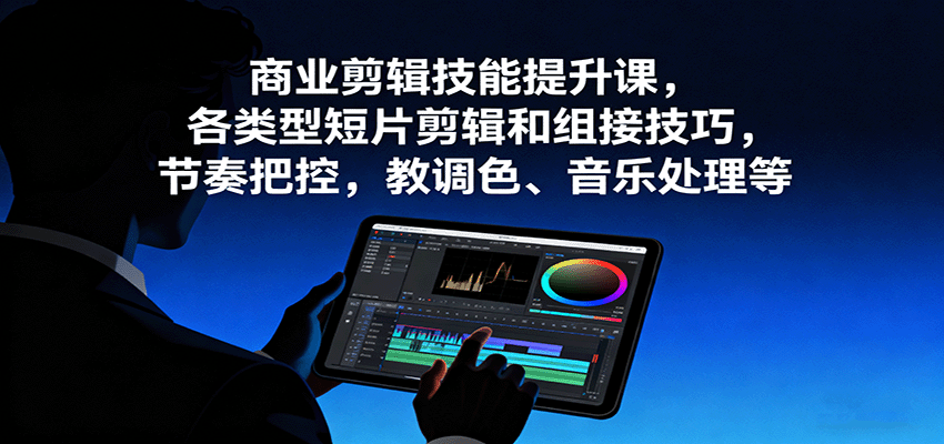 商业剪辑技能提升课,各类型短片剪辑和组接技巧,节奏把控,教调色、音乐处理等-学长网络