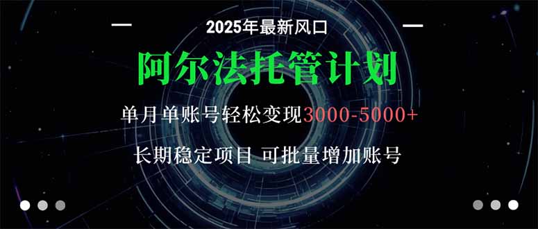 阿尔法托管计划 单账号月入3000-5000，长期稳定项目，新手小白轻松上手。-学长网络