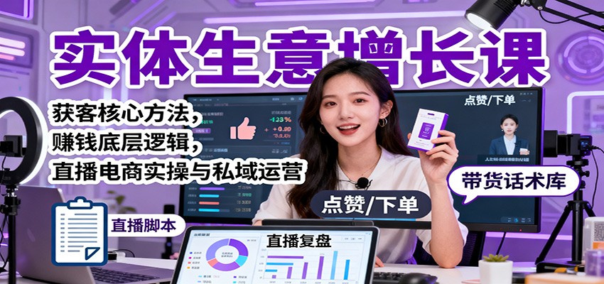 实体生意增长课：获客核心方法，赚钱底层逻辑，直播电商实操与私域运营-学长网络
