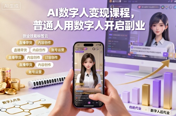 AI数字人变现课程，普通人用数字人开启副业-学长网络