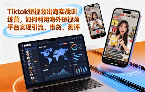 Tiktok短视频出海实战训练营，如何利用海外短视频平台实现引流、带货、测评-学长网络