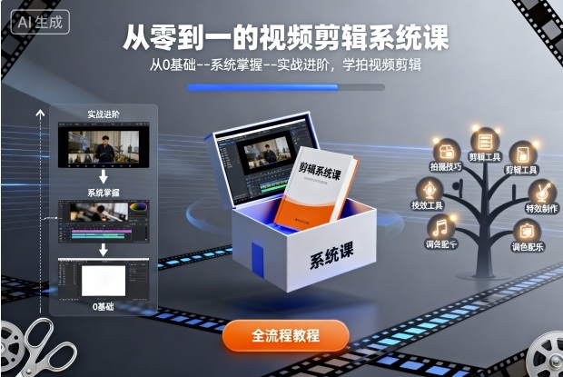 从零到一的视频剪辑系统课，从0基础--系统掌握--实战进阶，学拍视频剪辑-学长网络