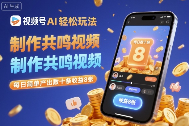视频号AI轻松玩法，制作共鸣视频，每日简单产出数十条收益8张-学长网络