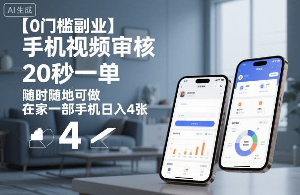【0门槛副业】手机视频审核，20秒一单，随时随地可做，在家一部手机日入4张【揭秘】-学长网络
