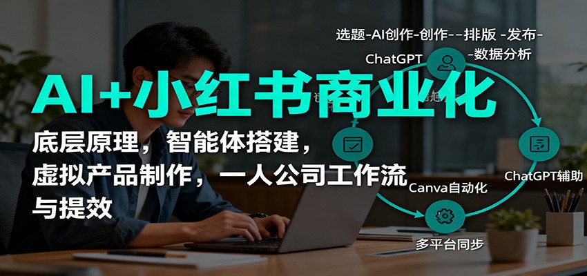 AI+小红书商业化，底层原理，智能体搭建，虚拟产品制作，一人公司工作流与提效-学长网络