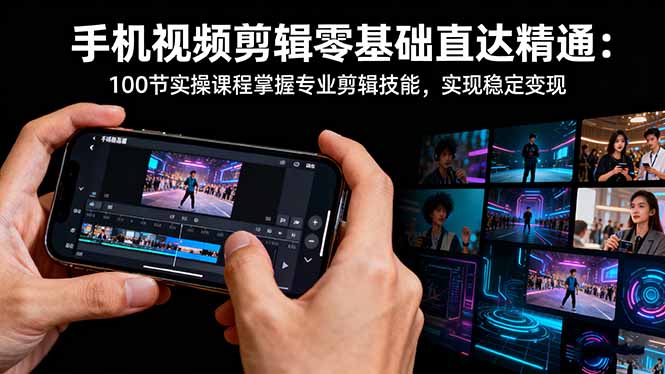 手机视频剪辑零基础直达精通：100节实操课程掌握专业剪辑技能，实现稳...-学长网络