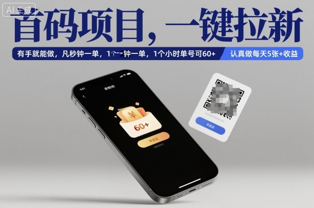 首码项目，一键拉新，有手就能做，几秒钟一单，1个小时单号可60+，认真做每天5张+收益【揭秘】-学长网络