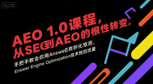 AEO 1.0 课程，从SEO到AE0的基命性转变，手把手教会你用AnswerEngineOptimization技术抢回流量(更新)-学长网络