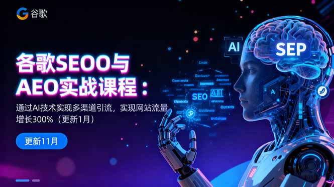 谷歌SEO与AEO实战课程:通过AI技术实现多渠道引流,实现网站流量增长300%-学长网络