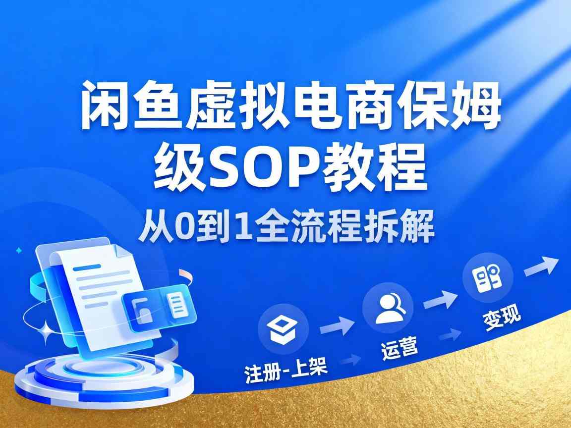 闲鱼虚拟电商，月入轻松过1W，保姆级SOP教程-学长网络