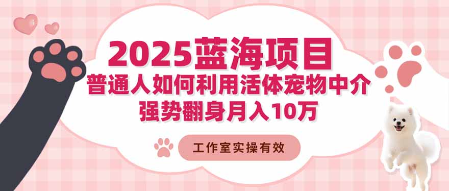 2025蓝海项目:普通人如何利用活体宠物中介,强势翻身月入10万-学长网络