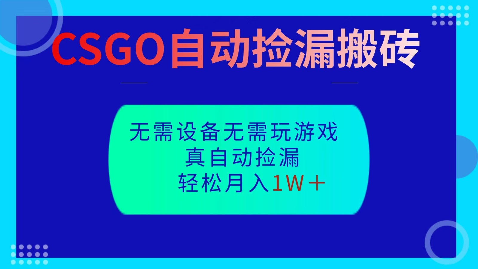 CSGO自动捡漏搬砖，当天操作当天见结果，无需了解游戏，包教包会包落地-学长网络