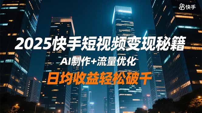 2025快手短视频变现秘籍,AI制作+流量优化,日均收益轻松破千-学长网络