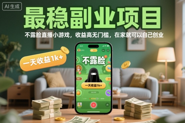 最稳副业项目,不露脸直播小游戏,收益高无门槛,一天收益1k+,在家就可以自己创业【揭秘】-学长网络