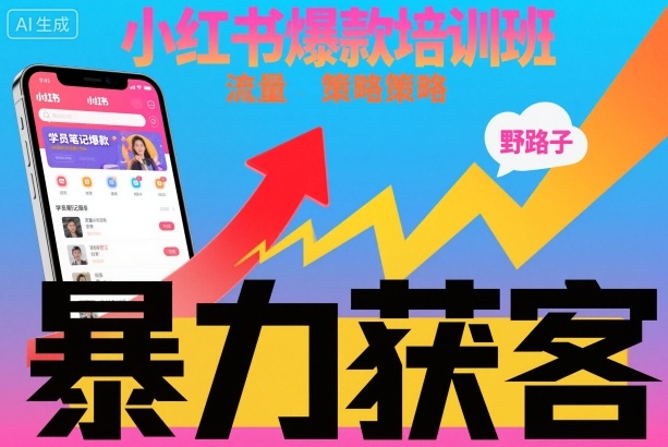 小红书爆款培训班，小红书获客野路子流量打法，暴力持续获客-学长网络