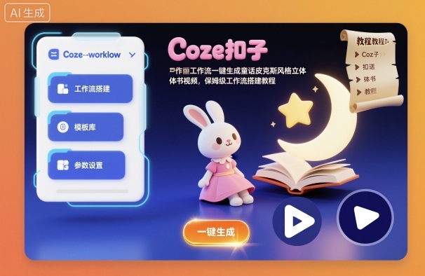 Coze扣子工作流一键生成童话皮克斯风格立体书视频,保姆级工作流搭建教程-学长网络