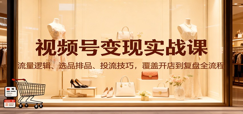 视频号变现实战课：流量逻辑、选品排品、投流技巧，覆盖开店到复盘全流程-学长网络