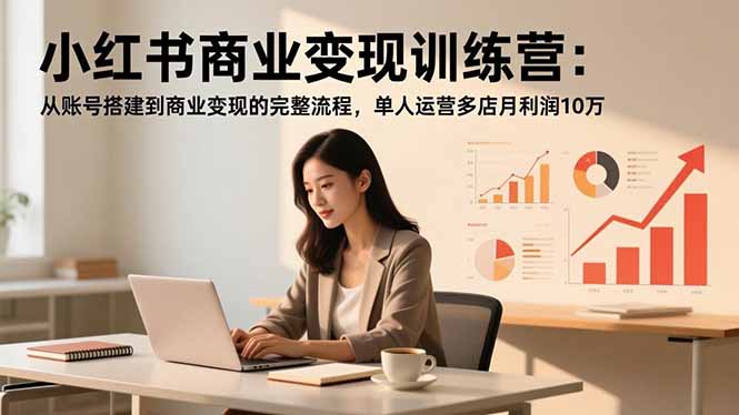 小红书商业变现训练营：从账号搭建到商业变现的完整流程，单人运营多店月利润10万-学长网络