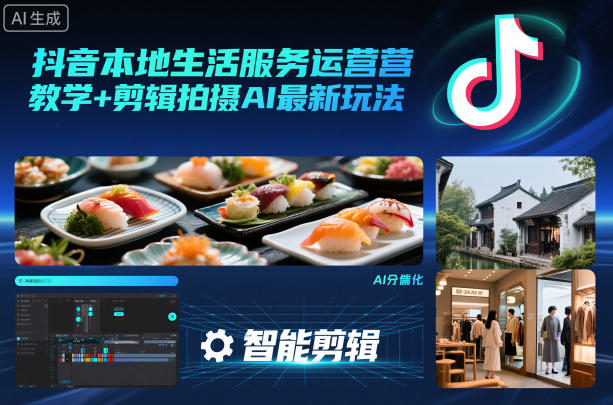 抖音本地生活服务运营教学+剪辑拍摄AI最新玩法-学长网络