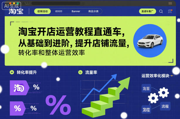 淘宝开店运营教程直通车，从基础到进阶，提升店铺流量，转化率和整体运营效率(更新11月)-学长网络