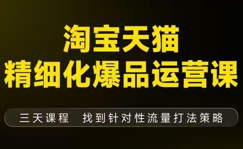 猫课子幽·淘宝天猫精细化爆品运营【音频+字幕+文档】(9月12-14杭州线下课)-学长网络