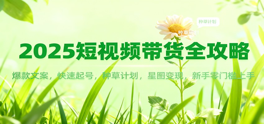 2025短视频带货全攻略：爆款文案，快速起号，种草计划，星图变现，新手零门槛上手-学长网络