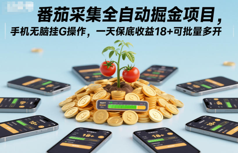 番茄采集全自动掘金项目，手机无脑挂G操作，一天保底收益18+可批量多开【揭秘】-学长网络