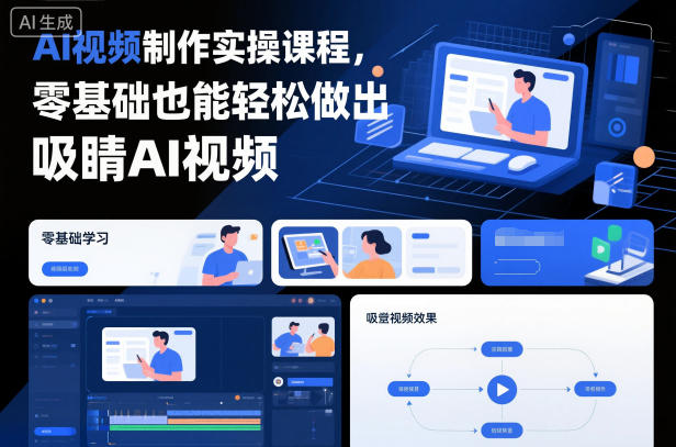 AI视频制作实操课程，零基础也能轻松做出吸睛AI视频-学长网络
