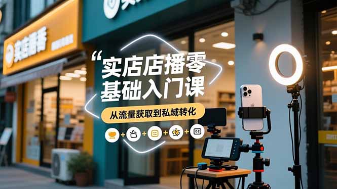 实体店播零基础入门课，实体店+短视频+直播+微信生态+私域社群，从流量获取到私域转化-学长网络