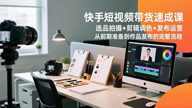 快手短视频带货速成课,选品拍摄+剪辑调色+发布运营,从前期准备到作品发布的完整流程-学长网络