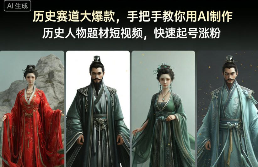 历史赛道大爆款,手把手教你用AI制作历史人物题材短视频,快速起号涨粉-学长网络