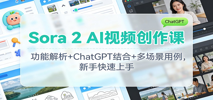 Sora 2 AI视频创作课：功能解析+ChatGPT结合+多场景用例，新手快速上手-学长网络