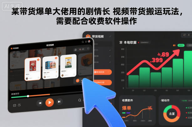 某带货爆单大佬用的剧情长视频带货搬运玩法，需要配合收费软件操作-学长网络