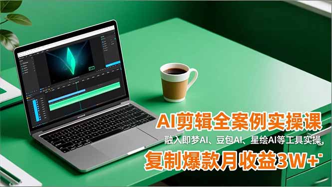 AI剪辑全案例实操课，融入即梦AI、豆包AI、星绘AI等工具实操，复制爆款月收益3W+-学长网络