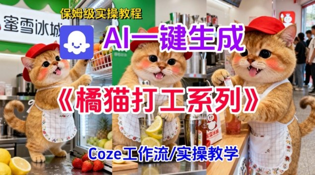 Coze扣子工作流一键生成胖橘猫打工短视频,保姆级实操搭建教学-学长网络