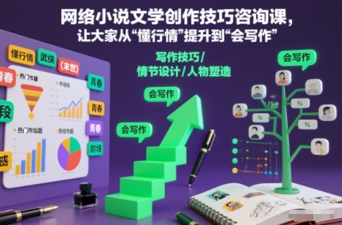 网络小说文学创作技巧咨询课,让大家从“懂行情”提升到”会写作”的高度-学长网络