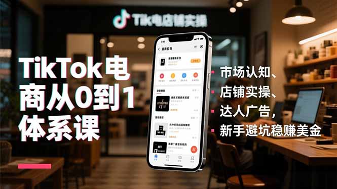 TikTok电商从0到1体系课，市场认知、店铺实操、达人广告，新手避坑稳赚美金-学长网络