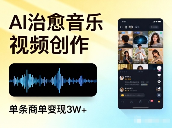AI做治愈音乐视频，多平台投稿，单条商单变现3W+-学长网络