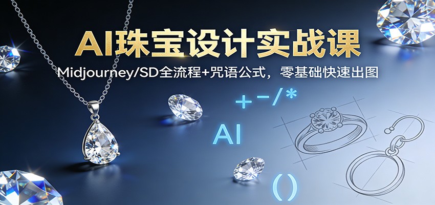 AI珠宝设计实战课：Midjourney/SD全流程+咒语公式，零基础快速出图-学长网络